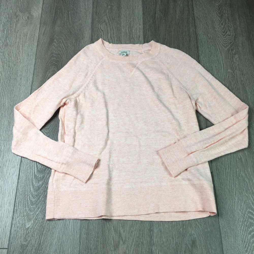 L.L. Bean Crew Neck knit Pullover Sweater 100% organic Cotton Pink Small